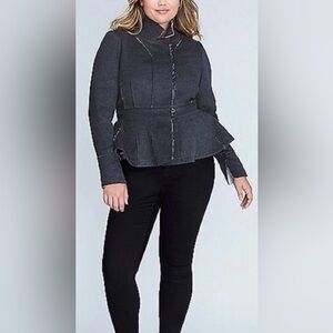 Womens gray peplum wool jacket